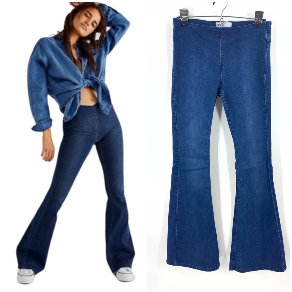 Free People Penny Flare Jeans Womens 27 Stretch Boho Retro Hippie Festival Comfy